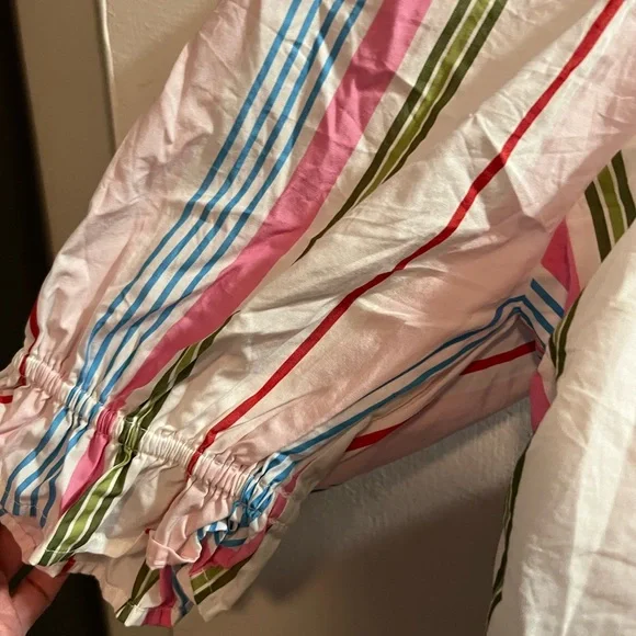 Hill House Pink and Blue Striped Crop Top with Tie Front - Picture 4 of 7